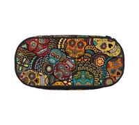 LONGZEHAO Sugar and Skulls Style Print Simple rectangle Pen bag Storage case for Office supplies,cosmetics,toiletries