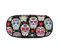 LONGZEHAO Sugar Skulls Print Simple rectangle Pen bag Storage case for Office supplies,cosmetics,toiletries