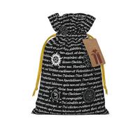 Longzehao Supernatural Inspiration Print Christmas Drawstring Gift Bags,Gift Wrapping Bag for Xmas Holiday Birthday Party