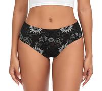 LONGZEHAO Supernatural Symbols Black Print Women's Beyondsoft Stretch Breathe Briefs Underwear,Comfort Flex Panties, Black, S