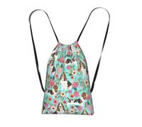 Longzehao Sweet Basset Hound Florals Print Drawstring Backpack,String Backpack Storage bag for Gym Traveling Sport Beach Swim