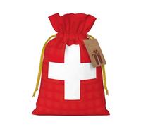Longzehao Swiss Flag Print Christmas Drawstring Gift Bags,Gift Wrapping Bag for Xmas Holiday Birthday Party