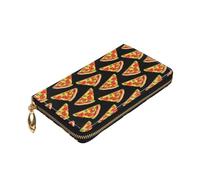 Longzehao tasty pizza Print Premium Leather Zip Around Wallet for Men and Women Checkbook Cover RFID Blocking