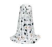 Longzehao Terrazzo Marble Pastel Print Hooded Cape For youngsters with Halloween Christmas Cosplay Hooded Cloak Costume