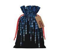 Longzehao the Blue Binary Print Christmas Drawstring Gift Bags,Gift Wrapping Bag for Xmas Holiday Birthday Party