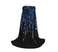 Longzehao the Blue Binary Print Hooded Cape For youngsters with Halloween Christmas Cosplay Hooded Cloak Costume