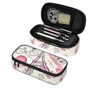 Longzehao The Paris Tower and a Bicycle Print Big Capacity Pencil Case Storage Organizer Makeup Bag Office Stationery Pouch