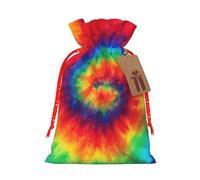 Longzehao Tie Dye Hippies Print Christmas Drawstring Gift Bags,Gift Wrapping Bag for Xmas Holiday Birthday Party
