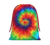 Longzehao Tie Dye Hippies Print Drawstring Gift Bags For Christmas,Holiday Gift Wrapping Bag Assorted Sizes