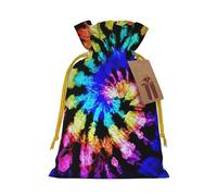 Longzehao Tie Dye Print Christmas Drawstring Gift Bags,Gift Wrapping Bag for Xmas Holiday Birthday Party