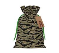 Longzehao Tiger Stripe Camo Print Christmas Drawstring Gift Bags,Gift Wrapping Bag for Xmas Holiday Birthday Party
