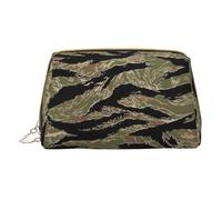 Longzehao Tiger Stripe Camo Print Leather zipper makeup bag Cosmetic Pouch Travel Organizer Toiletry Clutch, White, One Size