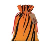 Longzehao Tiger Stripe Print Christmas Drawstring Gift Bags,Gift Wrapping Bag for Xmas Holiday Birthday Party