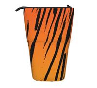 Longzehao Tiger Stripe Print Telescopic Pencil Bag Pen Holder Pop Up Storage Case,Standing Portable pen Case