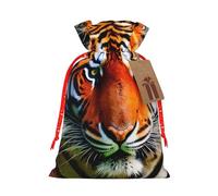 Longzehao Tiger Stripes Orange Pattern Print Christmas Drawstring Gift Bags,Gift Wrapping Bag for Xmas Holiday Birthday Party