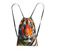 Longzehao Tiger Stripes Orange Pattern Print Drawstring Backpack,String Backpack Storage bag for Gym Traveling Sport Beach Swim