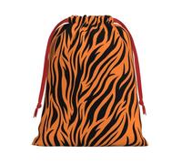 Longzehao Tiger Stripes Orange Pattern Print Drawstring Gift Bags For Christmas,Holiday Gift Wrapping Bag Assorted Sizes