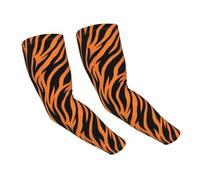 Longzehao Tiger Stripes Orange Pattern Print Sun Protection Cooling arm sleeves for Men Women,Cover Arms Sleeves for sports.
