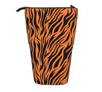 Longzehao Tiger Stripes Orange Pattern Print Telescopic Pencil Bag Pen Holder Pop Up Storage Case,Standing Portable pen Case