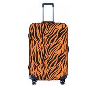 Longzehao Tiger Stripes Orange Pattern Print Travel Luggage Cover,Elastic Suitcase Cover Protector Fit 18-32 Inch Luggage, White, S
