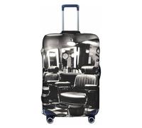 Longzehao Travel Elastic Luggage Cover,Barber Shop Monochrome Style Print Suitcase protection cover Case Cover with zipper., White, XL