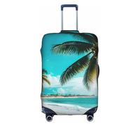 Longzehao Travel Elastic Luggage Cover,Beach Palm Trees Print Suitcase protection cover Case Cover with zipper., White, S