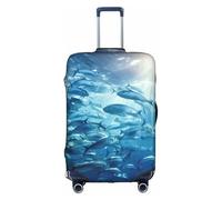 Longzehao Travel Elastic Luggage Cover, Blue Ocean Underwater Fish 3 Print Suitcase Protective Cover Cover with Zipper., White, X-Large