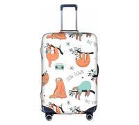 Longzehao Travel Elastic Luggage Cover,Brown Sloth Print Suitcase protection cover Case Cover with zipper., White, M