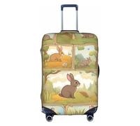 Longzehao Travel Elastic Luggage Cover,Cartoon Cute Animals Rabbit Print Suitcase protection cover Case Cover with zipper., White, S