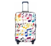 Longzehao Travel Elastic Luggage Cover,Colorful Music Notes Print Suitcase protection cover Case Cover with zipper., White, XL
