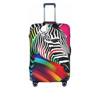 Longzehao Travel Elastic Luggage Cover,Colorful Rainbow Zebra Print Suitcase protection cover Case Cover with zipper., White, S