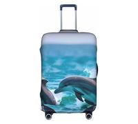 Longzehao Travel Elastic Luggage Cover,Dolphins in the sea Print Suitcase protection cover Case Cover with zipper., White, M