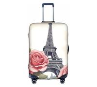 Longzehao Travel Elastic Luggage Cover,Eiffel Tower Rose Flower Print Suitcase protection cover Case Cover with zipper., White, S