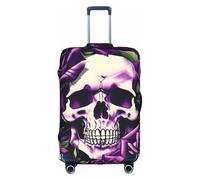 Longzehao Travel Elastic Luggage Cover,many Purple Rose Skull Print Suitcase protection cover Case Cover with zipper., White, S