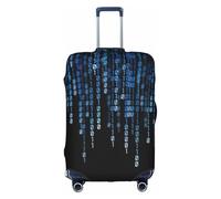 Longzehao Travel Elastic Luggage Cover,the Blue Binary Print Suitcase protection cover Case Cover with zipper., White, Large