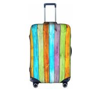 Longzehao Travel Elastic Luggage Cover,Vertical Planks in Carpentry Oak Timber Print Suitcase protection cover Case Cover with zipper., White, XL