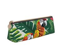 Longzehao Tropical Flower Leaf Parrot Print Simple Triangular Pen case Storage Bag for Office Supplies, Cosmetics, Toiletries, White, One Size, Art Deco, White, One size, art deco