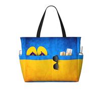 Longzehao Ukrainian flag Print Large Beach Bag Women Waterproofes Foldable Zipper Totes Bag for Travel Vacation