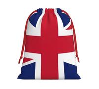 Longzehao Ultra soft velvet fabric British flag Print Christmas drawstring present Bag,Multipurpose gifts bags