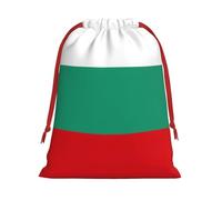 Longzehao Ultra soft velvet fabric Bulgarian Flag Print Christmas drawstring present Bag,Multipurpose gifts bags