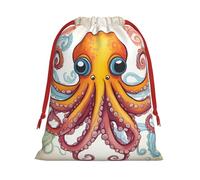 Longzehao Ultra soft velvet fabric Color octopus Print Christmas drawstring present Bag,Multipurpose gifts bags