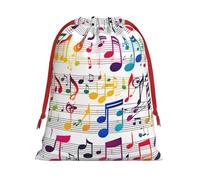 Longzehao Ultra soft velvet fabric Colorful Music Notes Print Christmas drawstring present Bag,Multipurpose gifts bags