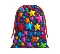 Longzehao Ultra Soft Velvet Fabric Drawstring Color Stars Print Christmas Present Bag, Multifunctional Gifts Bags.