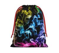 Longzehao Ultra Soft Velvet Fabric Drawstring Colorful Smoke Print Christmas Gift Bag, Versatile Gift Bags.