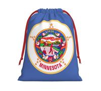 Longzehao Ultra soft velvet fabric drawstring Minnesota State Flag Print Christmas Present Bag,Multipurpose gifts bags.