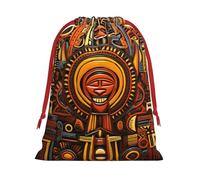 Longzehao Ultra Soft Velvet Fabric Drawstring National Pattern Print Christmas Gift Bag, Multifunctional Gift Bags.