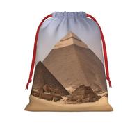 Longzehao Ultra Soft Velvet Fabric Drawstring Pyramids of Egypt Print Christmas Present Bag, Multifunctional Gift Bags.