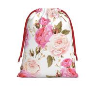 Longzehao Ultra Soft Velvet Fabric Drawstring Rose Flower Print Christmas Gift Bag, Versatile Gift Bags.