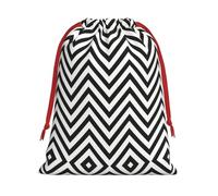 Longzehao Ultra Soft Velvet Fabric Drawstring ZigZag Stripe Print Christmas Present Bag, Multifunctional Gift Bags.