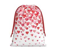 Longzehao Ultra soft velvet fabric Falling Red Hearts Print Christmas drawstring present Bag,Multipurpose gifts bags